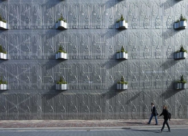 MEI Architecture, Netherlands, Flevoland Province, Almere, urban expansion, Block 11, parking lot, perforated parking lot, green design, sustainable design, eco design, natural ventilation, daylighting, culture, hanging plant containers, green