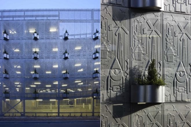 MEI Architecture, Netherlands, Flevoland Province, Almere, urban expansion, Block 11, parking lot, perforated parking lot, green design, sustainable design, eco design, natural ventilation, daylighting, culture, hanging plant containers, green