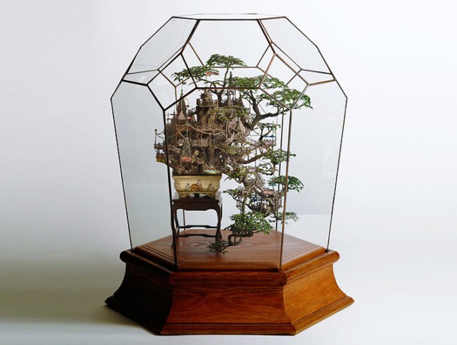 green design, eco design, sustainable design, bonsai tree, Takanori Aiba, Bonsai castles, bonsai diorama, terrarium, house plant
