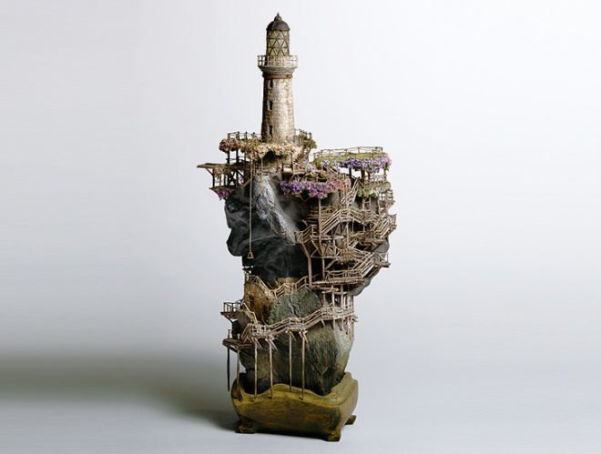 green design, eco design, sustainable design, bonsai tree, Takanori Aiba, Bonsai castles, bonsai diorama, terrarium, house plant