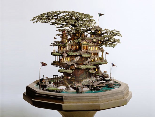green design, eco design, sustainable design, bonsai tree, Takanori Aiba, Bonsai castles, bonsai diorama, terrarium, house plant