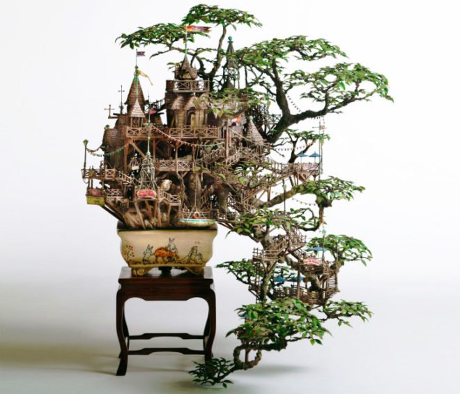 green design, eco design, sustainable design, bonsai tree, Takanori Aiba, Bonsai castles, bonsai diorama, terrarium, house plant