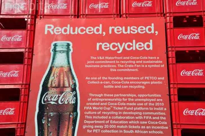 coca-cola, crate man, elliot, coke crates, plastic crates, recycled materials, recycling initiatives, recycled materials, PET, plastic recycling, can recycling, green design, sustainable design, eco-design, cape town, V&A Waterfront, Table Mountain