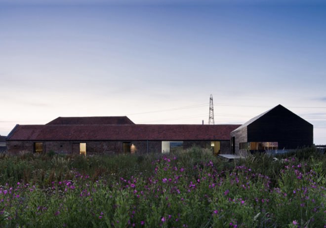 green design, eco design, sustainable design, Adaptive reuse, Carl Turner Architects, Ochre Barn, Stealth Barn, Converted Ban, glass doors, Norfolk, England, Oriented Strand Board