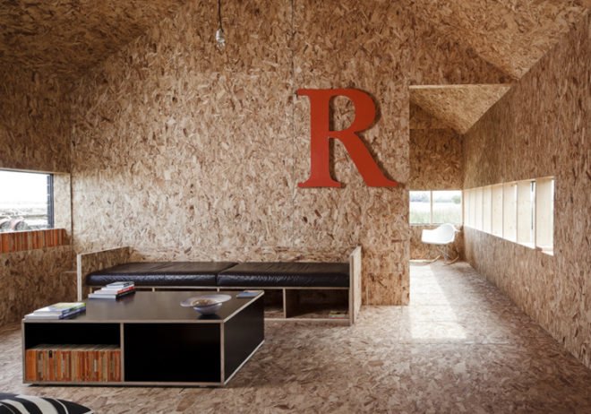 green design, eco design, sustainable design, Adaptive reuse, Carl Turner Architects, Ochre Barn, Stealth Barn, Converted Ban, glass doors, Norfolk, England, Oriented Strand Board