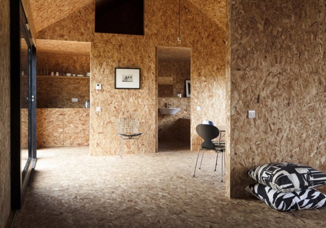 green design, eco design, sustainable design, Adaptive reuse, Carl Turner Architects, Ochre Barn, Stealth Barn, Converted Ban, glass doors, Norfolk, England, Oriented Strand Board