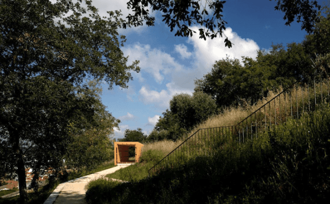 Comoco, Portugal, Pombal Castle, renovation, Corten steel, timber, pavilion, pathways, hilltop castle, green design, sustainable design, eco-design, daylighting, sustainable upgrade, Pombal, history, eco-tourism