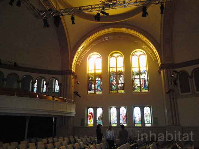 green design, eco design, sustainable design, Romanesque Revival, Bourgie Concert Hall, Montreal, The Montreal Museum of Fine Art, adaptive reuse, salvaged church, Provencher Roy and Associates, Arte Music Foundation, Alexander C. Hutchinson, Tiffany stained glass, museum expansion, Canadian artists
