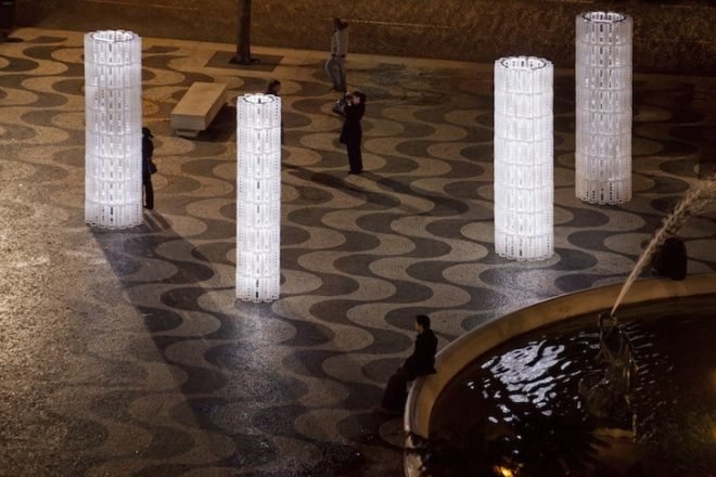 Frozen Trees, LIKE Architects, Portugal, Lisbon, Pedro IV Square, green design, green lighting, LED, light lights, IKEA, Rationall Variera, plastic, polypropylene, green design, sustainable design, eco design, art, green materials