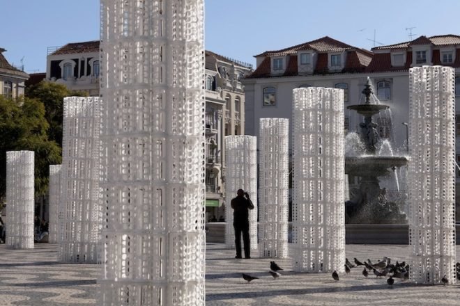 Frozen Trees, LIKE Architects, Portugal, Lisbon, Pedro IV Square, green design, green lighting, LED, light lights, IKEA, Rationall Variera, plastic, polypropylene, green design, sustainable design, eco design, art, green materials