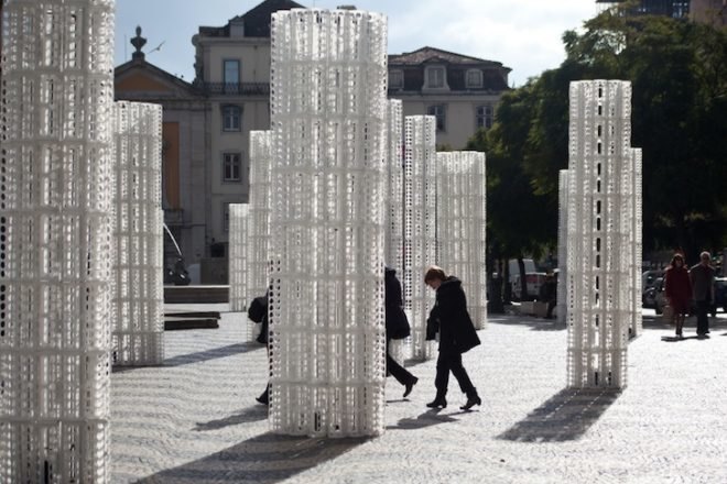 Frozen Trees, LIKE Architects, Portugal, Lisbon, Pedro IV Square, green design, green lighting, LED, light lights, IKEA, Rationall Variera, plastic, polypropylene, green design, sustainable design, eco design, art, green materials