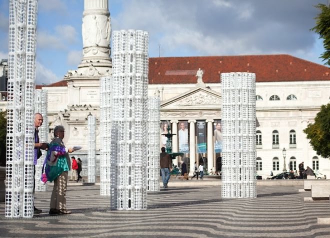 Frozen Trees, LIKE Architects, Portugal, Lisbon, Pedro IV Square, green design, green lighting, LED, light lights, IKEA, Rationall Variera, plastic, polypropylene, green design, sustainable design, eco design, art, green materials