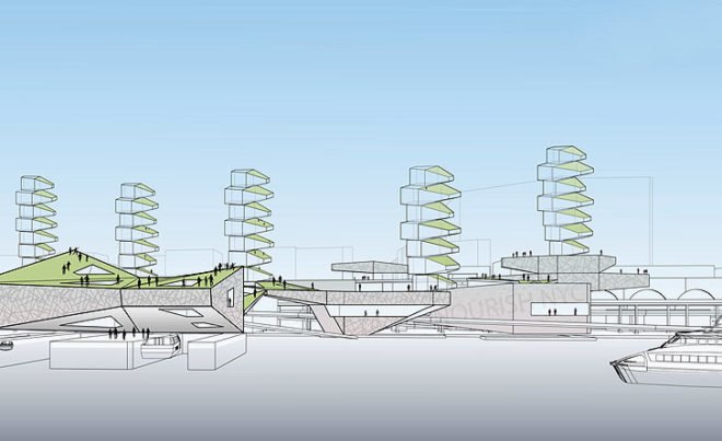 green design, eco design, sustainable design, Harlem Edge/Cultivating Connections, hydroponic farms, adaptive reuse, harlem, 135th Street, Hudson River, Sym'bio'pia, Linearscape Architecture, SWARM design, Harlem Harvest, Stairway to Harlem, Hudson Exchange, Nourish NYC, Harlem waterfront redesign, urban farming