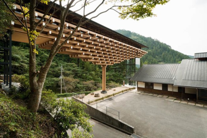 green design, eco design, sustainable design, Kochi Prefecture, Cantilever building, Kengo Kuma and Associates, Yusuhara Wooden Bridge Museum, Japan, Bridge Museum