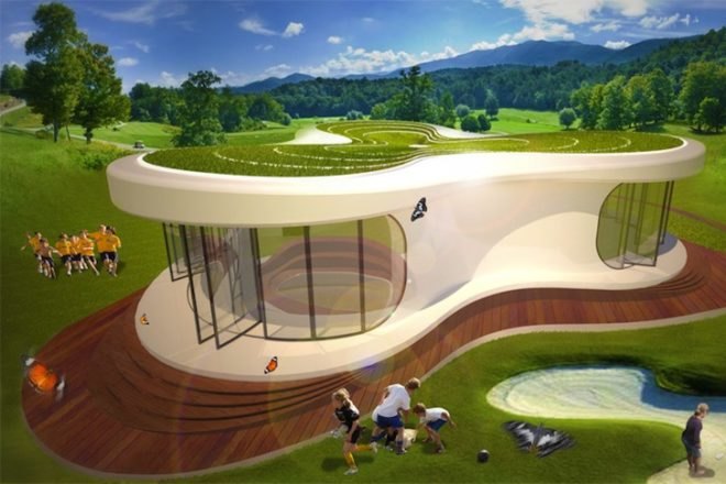 LAVA, photovoltaic panels, rainwater harvest, thermal massing, evaporative cooling, green design, sustainable design, modular design, Classroom of the future, high-tech, PV, daylighting, sun protection, solar gain
