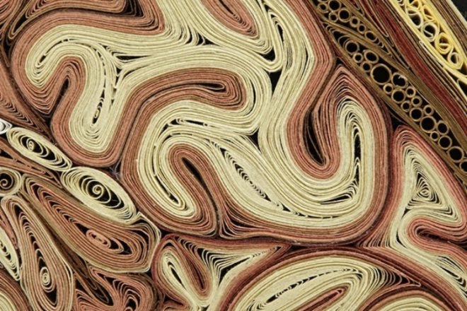 Lisa Nilsson, tissue series, paper art, green art, anatomy paper sculptures, cross-section art, japanese mulberry paper art