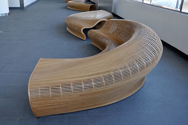 art, energy efficiency, green furniture, Matthias Pliessnig, Philadelphia design, sculptural seats, steam bending, white oak seats, ash seats, dynamic seats, wooden shapes, Smithsonian American Art Museum, low-energy technique, ancient technique