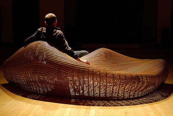 art, energy efficiency, green furniture, Matthias Pliessnig, Philadelphia design, sculptural seats, steam bending, white oak seats, ash seats, dynamic seats, wooden shapes, Smithsonian American Art Museum, low-energy technique, ancient technique