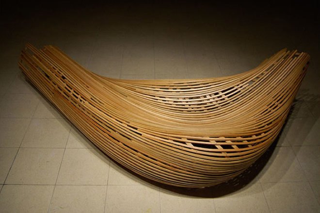 art, energy efficiency, green furniture, Matthias Pliessnig, Philadelphia design, sculptural seats, steam bending, white oak seats, ash seats, dynamic seats, wooden shapes, Smithsonian American Art Museum, low-energy technique, ancient technique