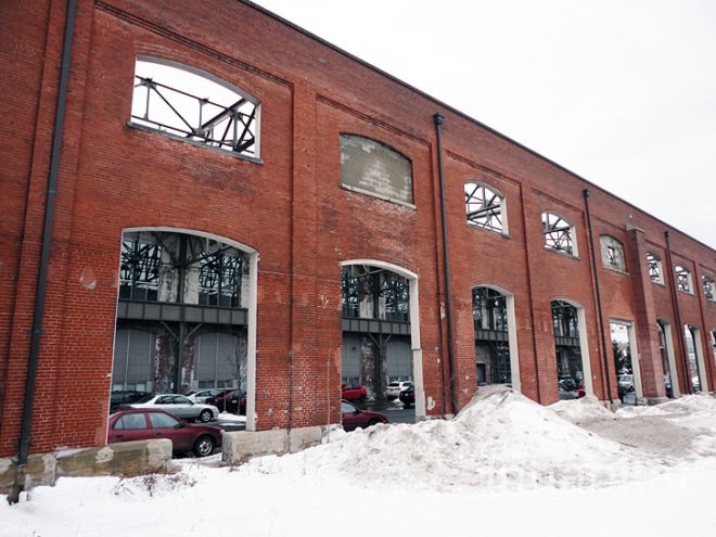 green design, eco design, sustainable design, adaptive reuse, Canadian Pacific Railway, Montreal, Loblaws, Rosemont Housing Committee, Angus Shops, Rosemont Montreal, Converted train factory, low income housing Montreal, CPR Angus Locoshop, LEED office complex, repurposed factory
