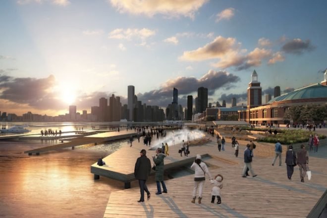 Aedas Architects, green design, sustainable design, eco-design, Navy Pier, PierESCAPE, urban design, sustainable design, eco-design, public spaces, urban renewal, tourism, tourist destination, wetland, Lake Michigan, Chicago
