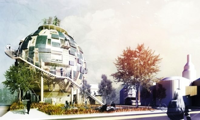 PinkCloud.DK, solar-power, green design, sustainable design, recycled oil silos, solar-powered communities, recycled materials, green design, sustainable design, eco-design, peak oil, radiant heating, passive design, water storage, rainwater capture, photovoltaic panels