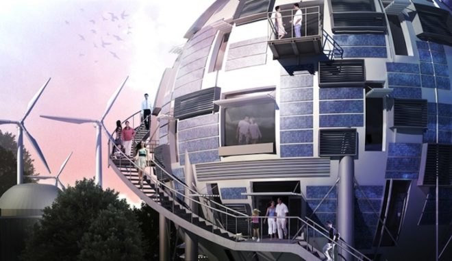 PinkCloud.DK, solar-power, green design, sustainable design, recycled oil silos, solar-powered communities, recycled materials, green design, sustainable design, eco-design, peak oil, radiant heating, passive design, water storage, rainwater capture, photovoltaic panels