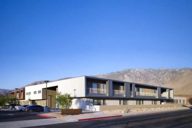 Rosa Parks Housing, Brooks Scarpa, palm springs, affordable housing, solar passive design, desert architecture
