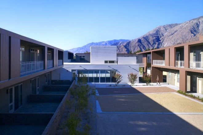 Rosa Parks Housing, Brooks Scarpa, palm springs, affordable housing, solar passive design, desert architecture
