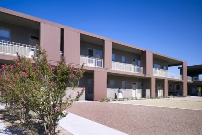Rosa Parks Housing, Brooks Scarpa, palm springs, affordable housing, solar passive design, desert architecture