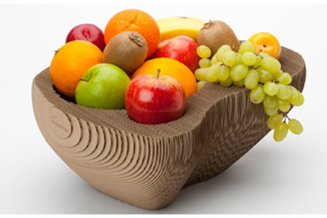 DIY, Green Materials, Green Products, Recycling / Compost, open sources design, free diy manual, Dutch design, recycled cardboard, recyclable cardboard, Utrecht, fruit bowls, SEMdesign, sylvie van de loo, faceted, biodegradable, compostable, fruit bowl