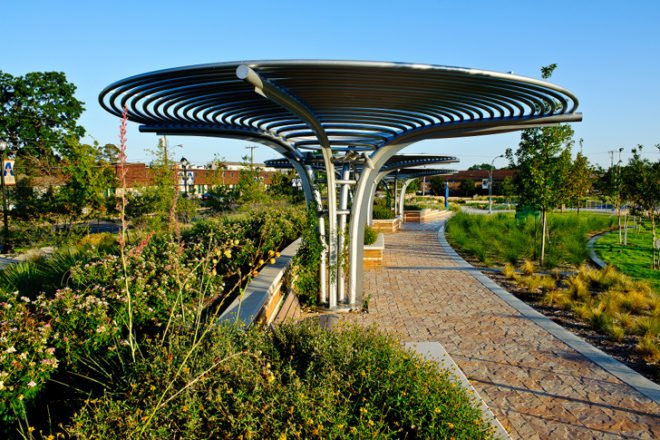 The Green at College Park, UT at Arlington, sustainable sites initiative, sustainable landscape, SITES, green landscape