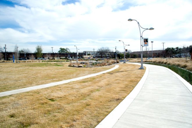 The Green at College Park, UT at Arlington, sustainable sites initiative, sustainable landscape, SITES, green landscape