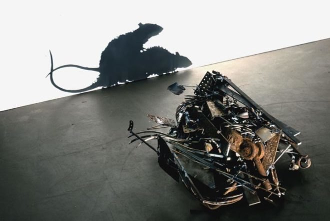 Recycled Materials, Art, taxidermy, found objects, recycled objects, british art, controversial art, Tim Noble & Sue Webster, recycled packaging, scrap metal, crazy art, dead animals, found objects, shadow paintings, british wildlife