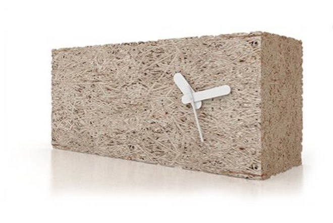 Green Materials, Green Products, Recycled Materials, wood wool, wood slivers, Valerio Romondia, Kyoto Clock, recycled aluminum, eco-friendly clock