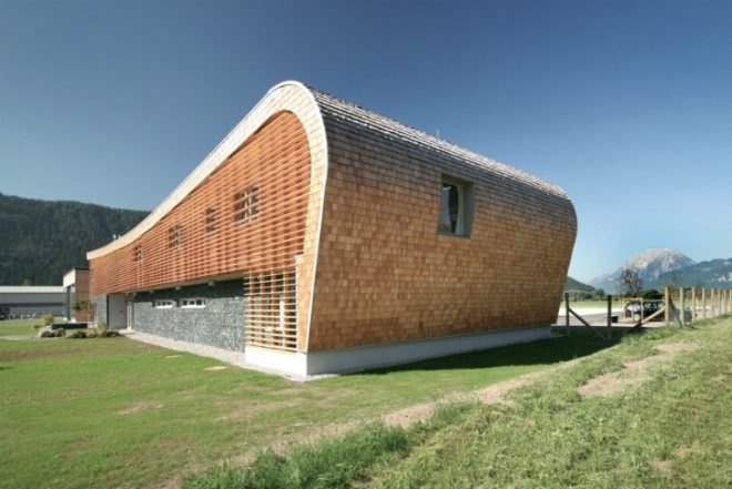 WLV Leizen, Kreiner Architektur, austria, avalanche center, sustainable construction, flood and avalanche control center