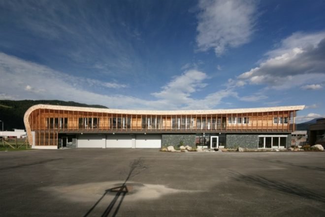 WLV Leizen, Kreiner Architektur, austria, avalanche center, sustainable construction, flood and avalanche control center