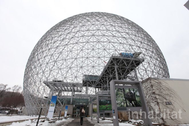 green design, eco design, sustainable design, Buckminster Fuller, Ecoological Solar House, Montreal Biosphere, Environmental Museum, 1967 World Fair Expo, O.N.E. Fashion exhibition, solar house, water filtration system, ecotechnologies, wind turbines, geodesic sphere, solar panels, living wall, green roof, green wall, adaptive reuse