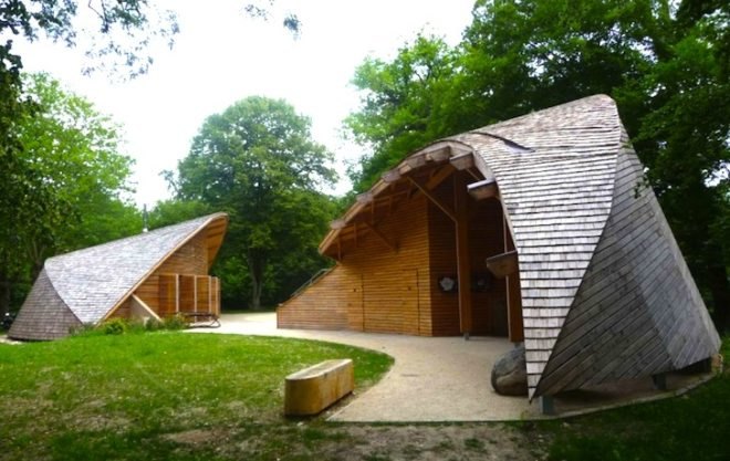 Inca Architectes, dome, eco-tourism, eco-travel, eco-tourism center, france, fontainebleau, Gorges de Franchard, biosphere reserve, green design, passive design, sustainable design, eco-design, natural materials, wood,