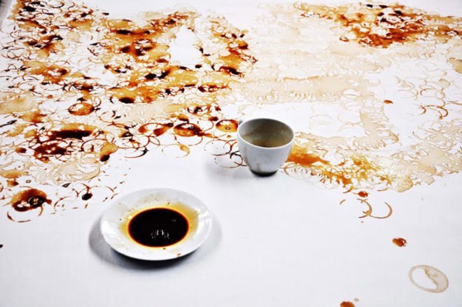 Hong Yi, Malaysian Art, Coffee Art, Coffee Painting, Jay Chou, I See Red, Unusual art materials, Painting with Coffee, Coffee Stains