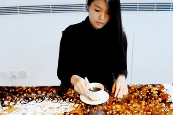 Hong Yi, Malaysian Art, Coffee Art, Coffee Painting, Jay Chou, I See Red, Unusual art materials, Painting with Coffee, Coffee Stains