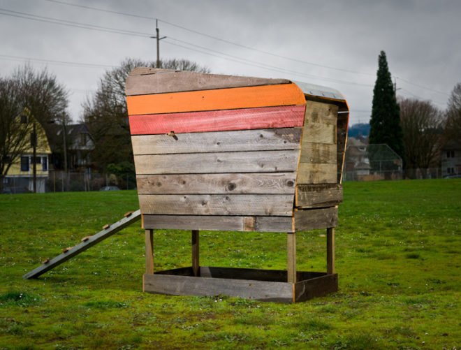 Modern Coop, Wright Design Office, John Wright, chickens, chicken coop, recycled materials, reclaimed wood, urban chicken coop, Portland