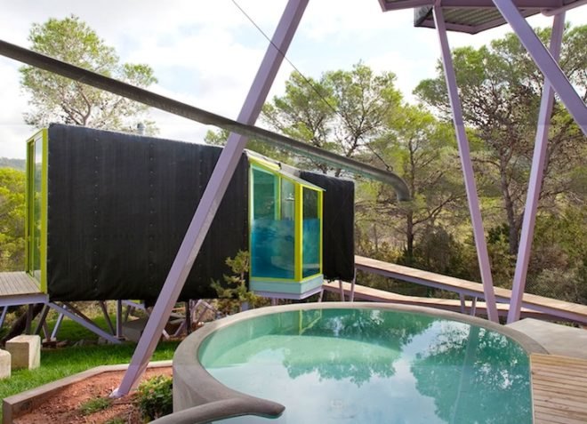 Never Never Land, Andres Jaque, arboreal mass, eco design, green design, sustainable design, ibiza, house on stilts, wildlife corridor, arboreal mass, respect for nature, small footprint, Peter Pan