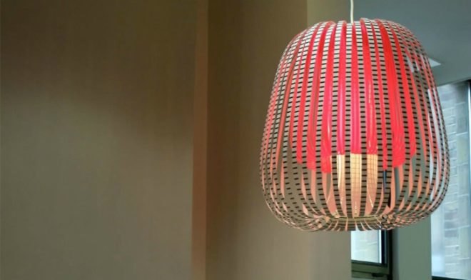 Paula Arntzen, Bulbous Paper Lamps, paper lamp design, lighting fixtures, green paper lamp, sculptural lamp design