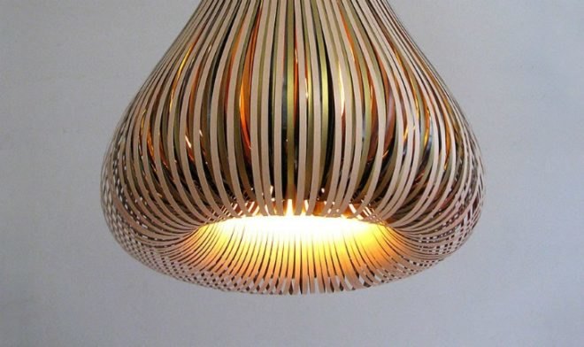 Paula Arntzen, Bulbous Paper Lamps, paper lamp design, lighting fixtures, green paper lamp, sculptural lamp design
