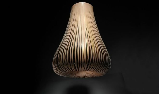 Paula Arntzen, Bulbous Paper Lamps, paper lamp design, lighting fixtures, green paper lamp, sculptural lamp design