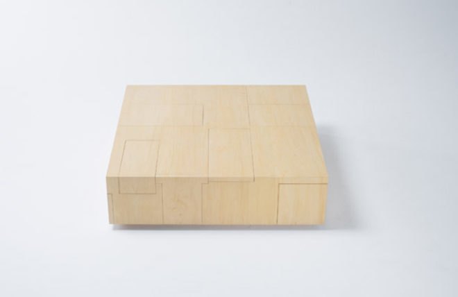 kai table, kai, naoki hirakoso, Takamitsu Kitahara, hidden compartment table, transforming furniture, double duty furniture, eco furniture, sustainable furniture, green design, eco design, sustainable design, transforming table, hidden compartment table