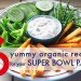 Super Bowl XLVI, Super Bowl Party, Organic party food, Homemade Tortilla Chips, Hummus Recipe, Chili Recipe, Eggplant sliders, Mediterranean Salsa, Lowfat dip, Hummus pinwheels