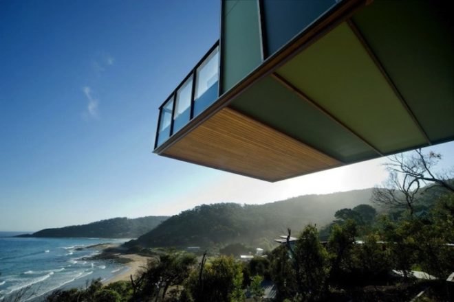 Treehouse, Jackson Clements Burrows, Fibro Shack, vernacular architecture, victoria, australia, separation creek, minimalist design, cantilevering, green design, sustainable design, eco-design, daylighting