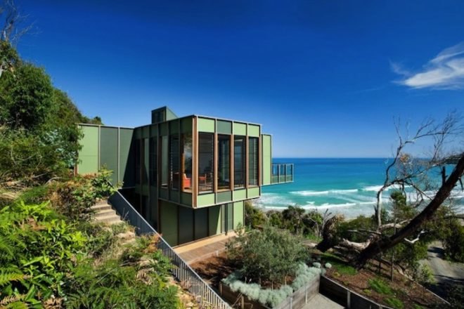 Treehouse, Jackson Clements Burrows, Fibro Shack, vernacular architecture, victoria, australia, separation creek, minimalist design, cantilevering, green design, sustainable design, eco-design, daylighting